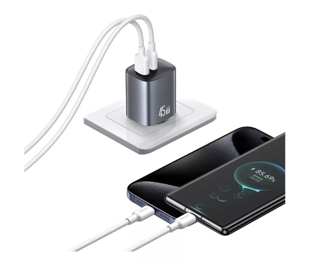 USAMS 45W GaN 1xUSB-A 1xUSB-C - 1471728 - zdjęcie 3